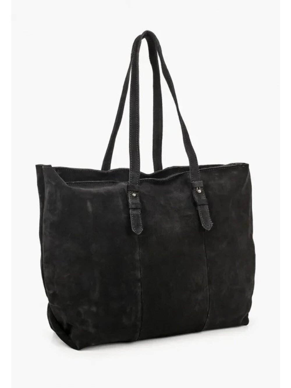 Mango G Carla Suede Leather Shopper Tote Shoulder Bag One Size Black NWT